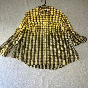 Coogi Women’s Plaid Button Up Shirt Shimmer Ombré size 3X‎